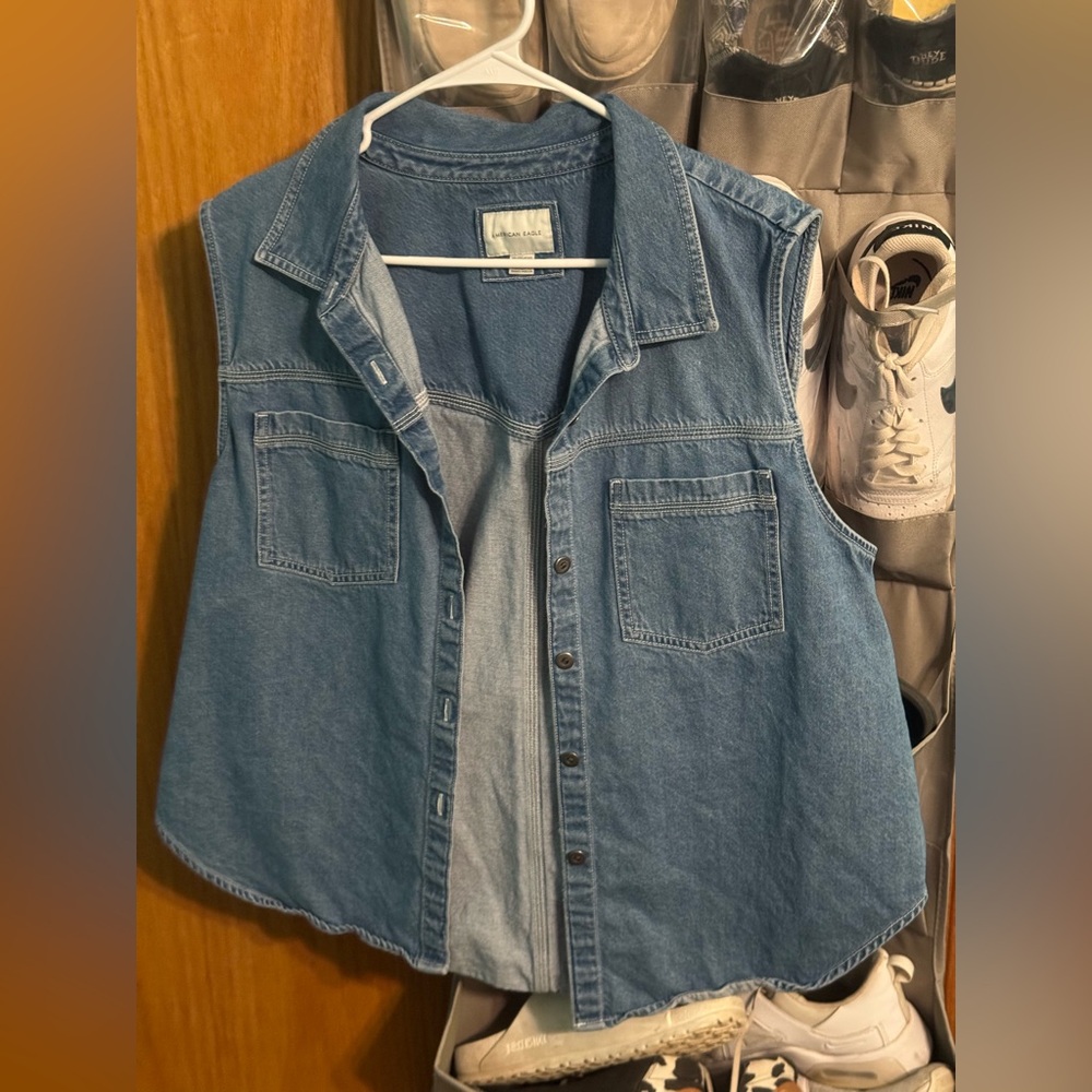 American Eagle Outfitters Blue Denim Vest